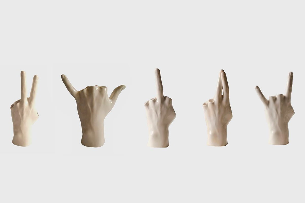 collection of ceramic hands