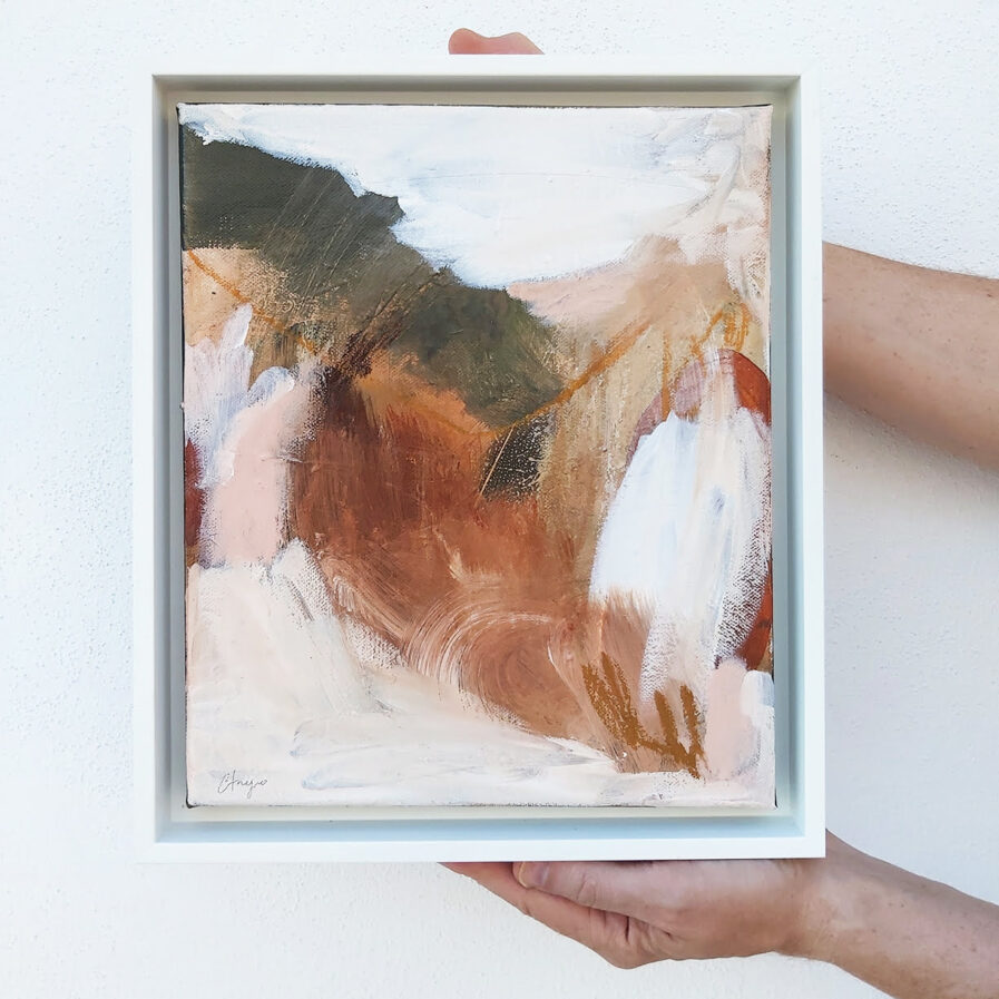 holding abstract painting