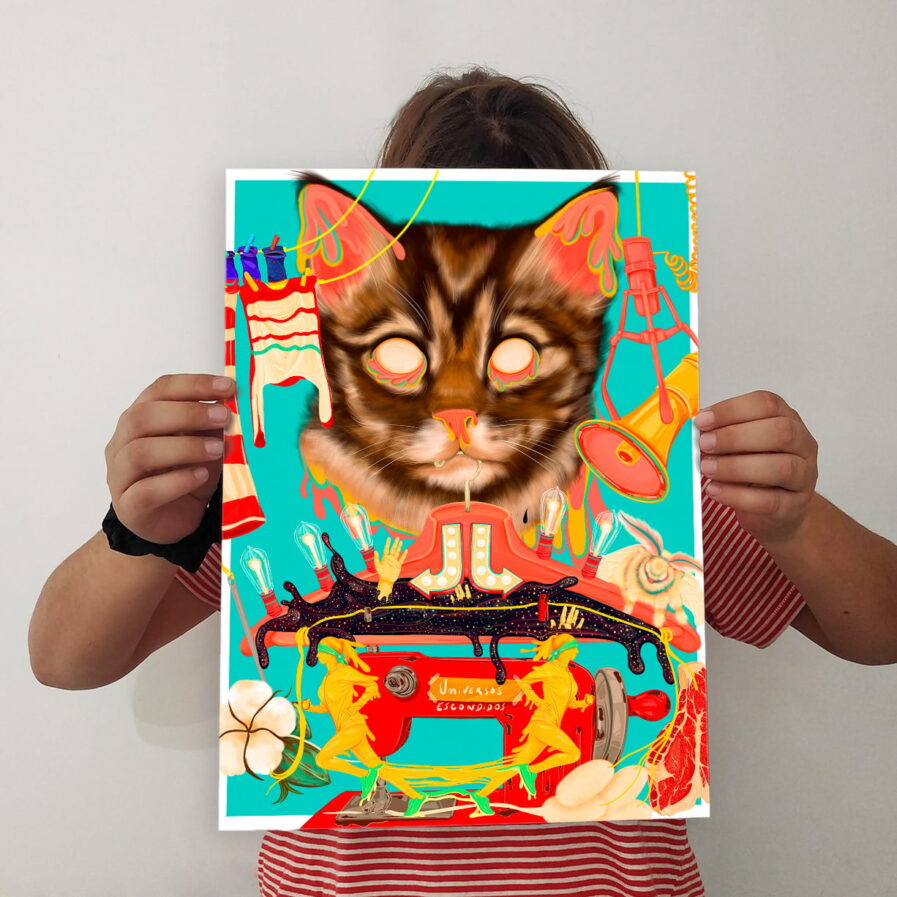 holding print cat