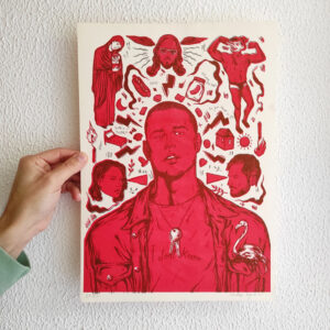 Red illustration with men