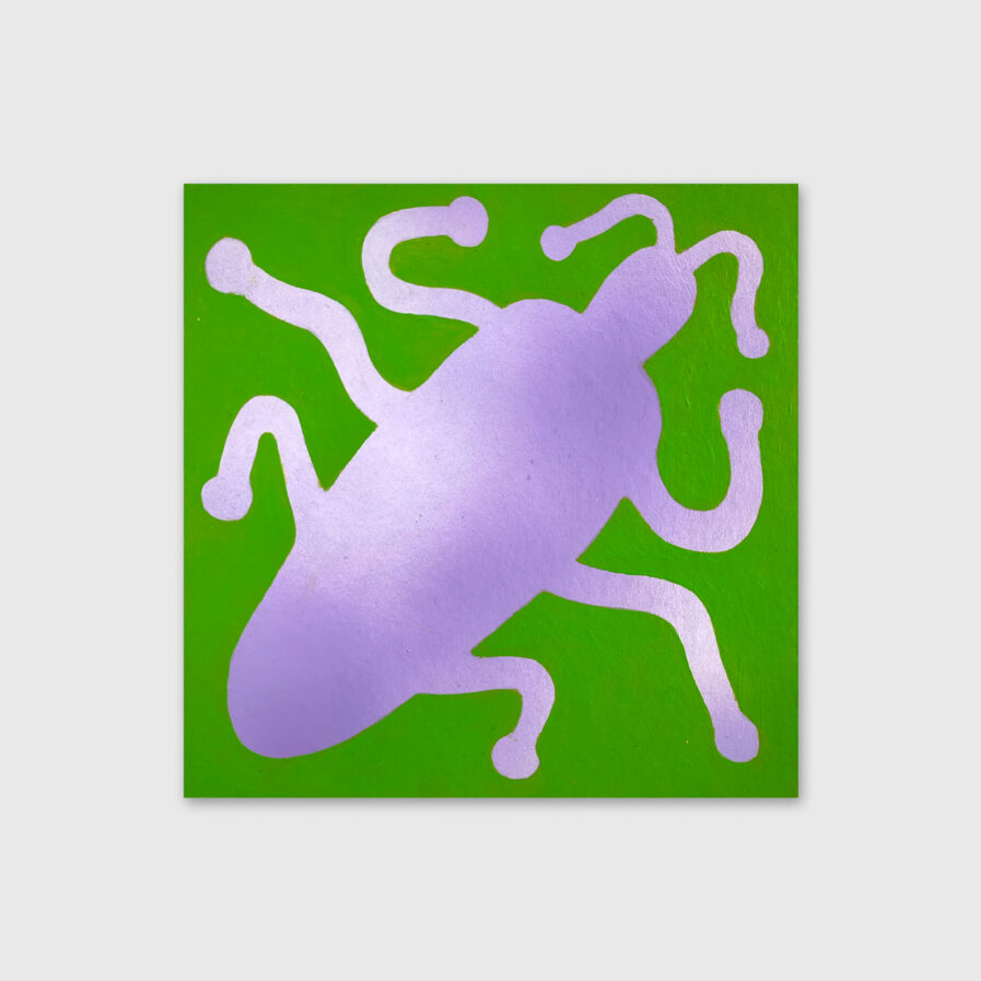 Green and purple painting of a bug by amargo