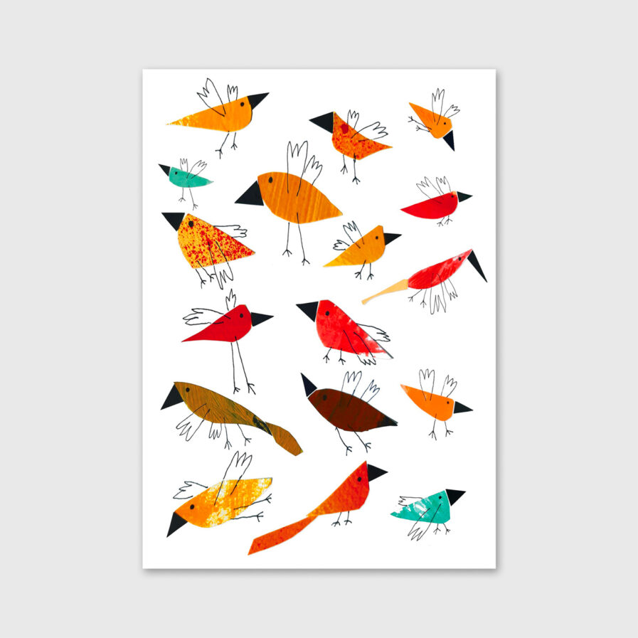 Colourful flock of birds illustration buy Vitor Hugo Matos