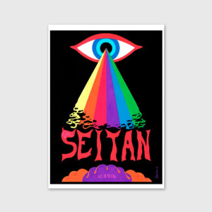 eye with rainbow spelling seitan illustration print by bunny at apaixonarte gallery