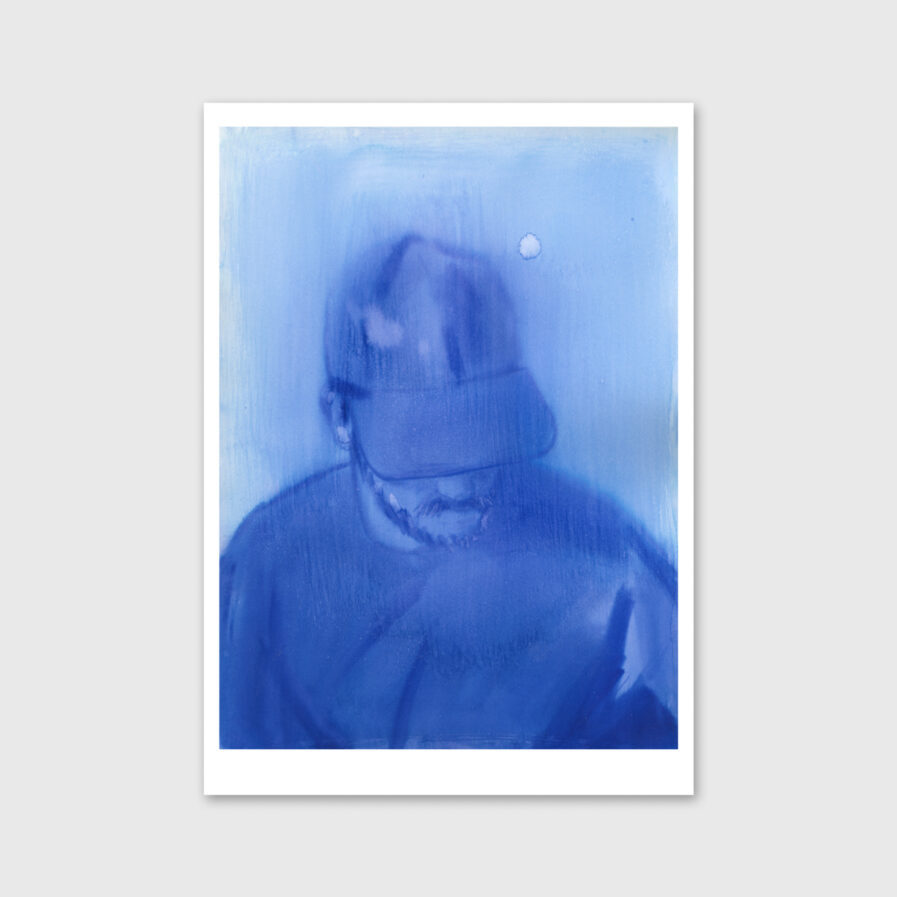 Blue illustration of a man by Dylan Silva