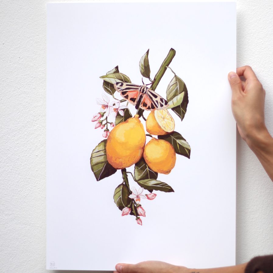 painting of a branch with lemons by sara No, Ibuki